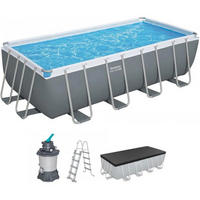POOL SET Power Steel Blau 550 × 270 × 120 cm Rechteckig mit Filterpumpe - Blau, Kunststoff/Metall (550/120/270cm) - Bestway