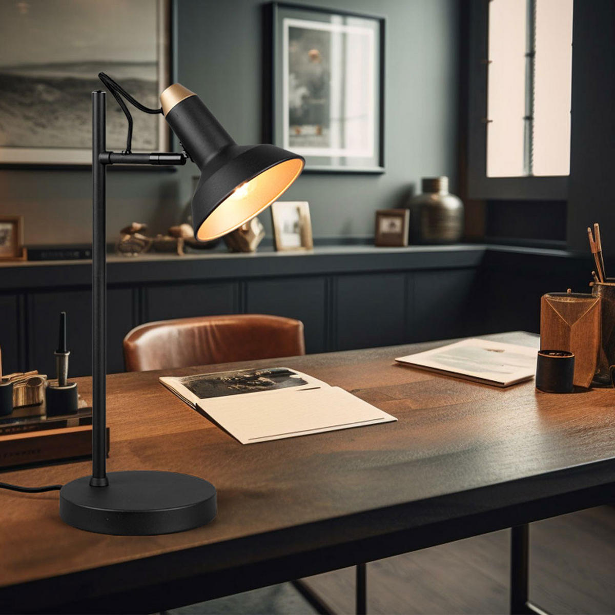 TISCHLEUCHTE Roxie Metall Schwarz - Schwarz, Metall (25.5/17/43cm)