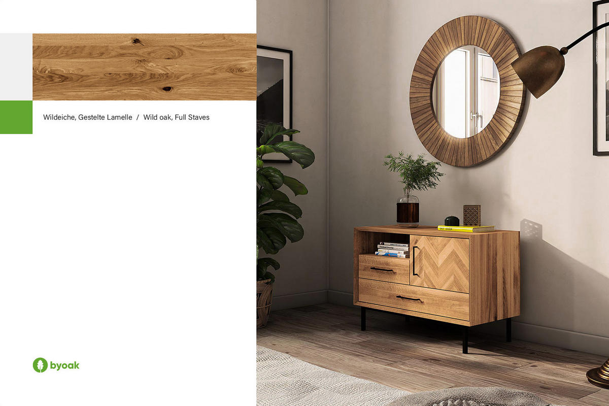 KOMMODE LEON Wildeiche - Wildeiche, Holz (97/65/45cm) - byoak