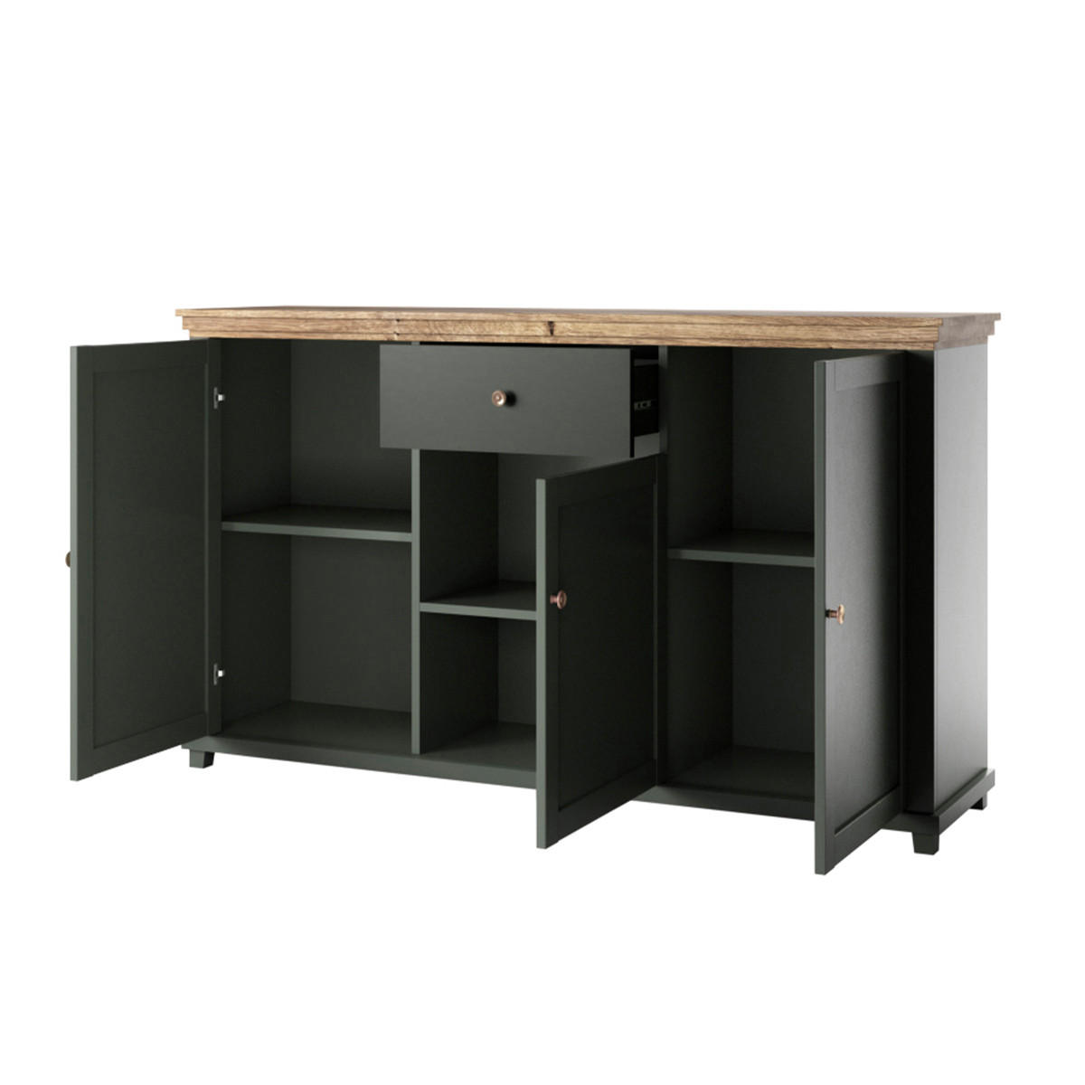 SIDEBOARD Martin Grün und Holz - Grün, Holzwerkstoff (160/93/42cm) - Petits-meubles