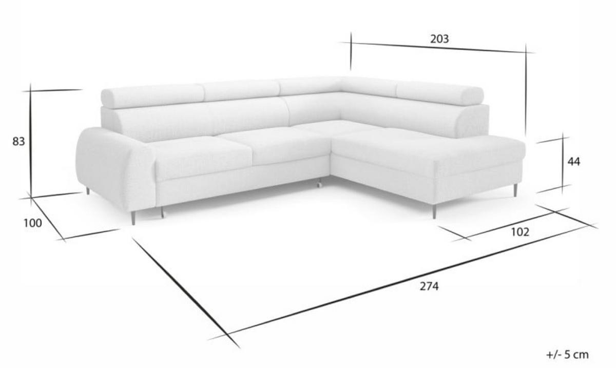 ECKSOFA Grün RICO Mit Schlaffunktion Rechts - Grün, Textil (203/274cm) - Sepro Meble