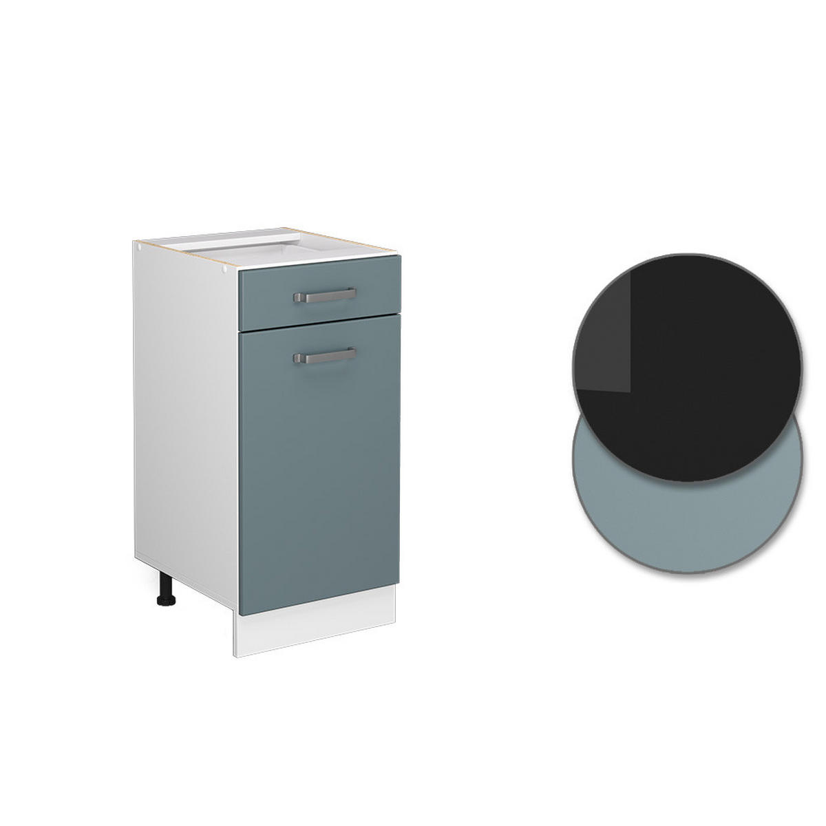 KÜCHENUNTERSCHRANK R-Line Blau-Grau 40 cm, AP Eiche - Blaugrau/Weiß, Holzwerkstoff (40/81.6/60cm) - Vicco