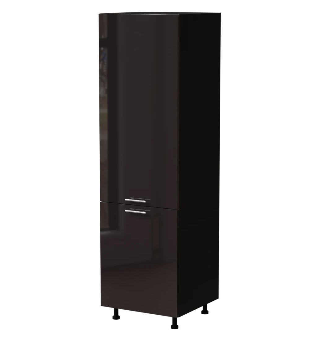 Feldmann-Wohnen Vorratsschrank Schwarz Hochglanz, Schwarz 60x207x59 cm