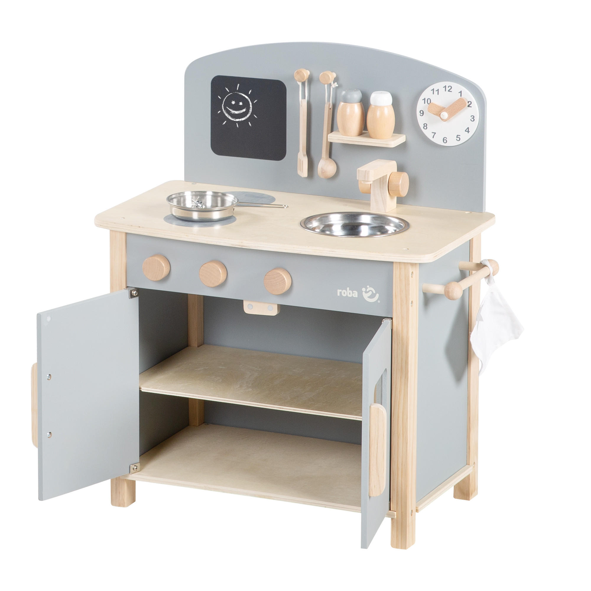SPIELKÜCHE - Grau, Holzwerkstoff (30/51.5/63cm) - Roba