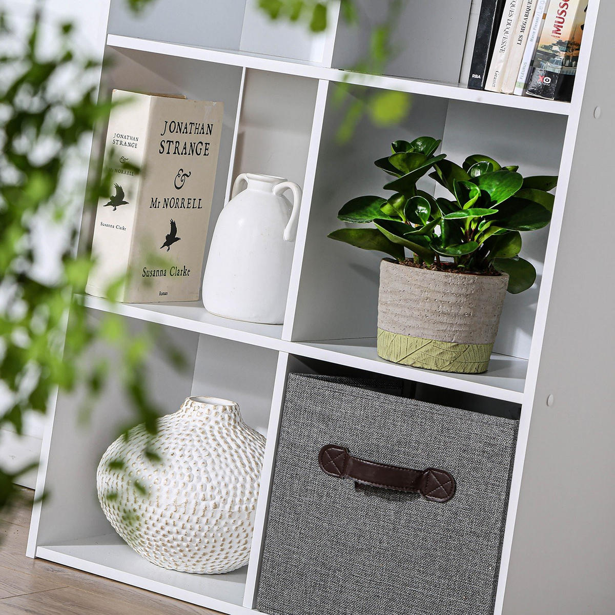 REGAL zur Aufbewahrung mit 8 Fächern - L62 x H123 cm - Weiß, Holzwerkstoff (62/123/29.5cm) - Calicosy