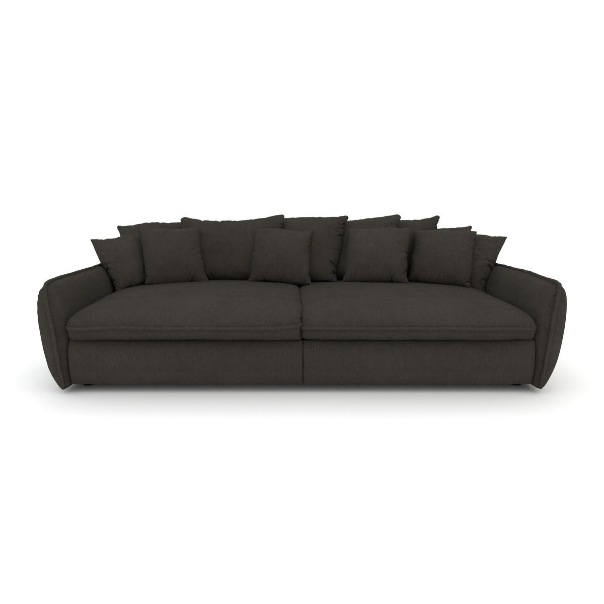 BIGSOFA Hereford XXL Cord Grau inkl. 12 Kissen 274/131/61 cm - Anthrazit, Kunststoff/Textil (274/61/131cm) - foamnova