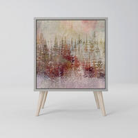 SIDEBOARD VEILED SUMMIT, Grau, 57,5x42x77,5 cm, Schräge Buchenholzfüße - Buchefarben/Multicolor, Holzwerkstoff/Buchenholz (57.5/77.5/42cm) - SpaceRebels