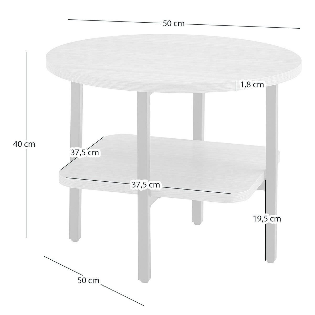BEISTELLTISCH - Echtholzfurnier / Metall - Eichefarben, Holzwerkstoff/Metall (50/50/40cm) - home24