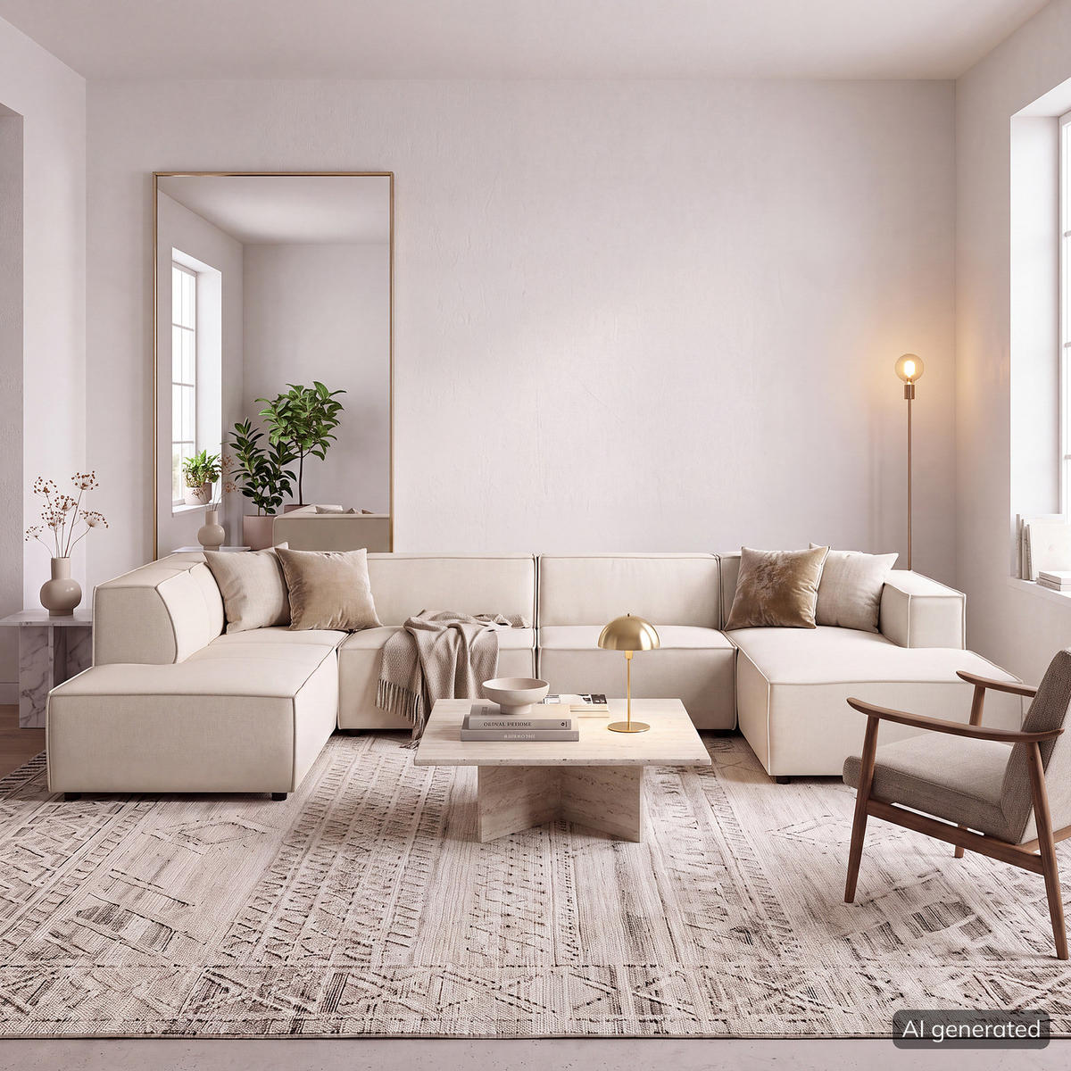 WOHNLANDSCHAFT mit Longchair & Ottomane - Schwarz/Weiß, Kunststoff/Textil (369/70/234cm) - home24