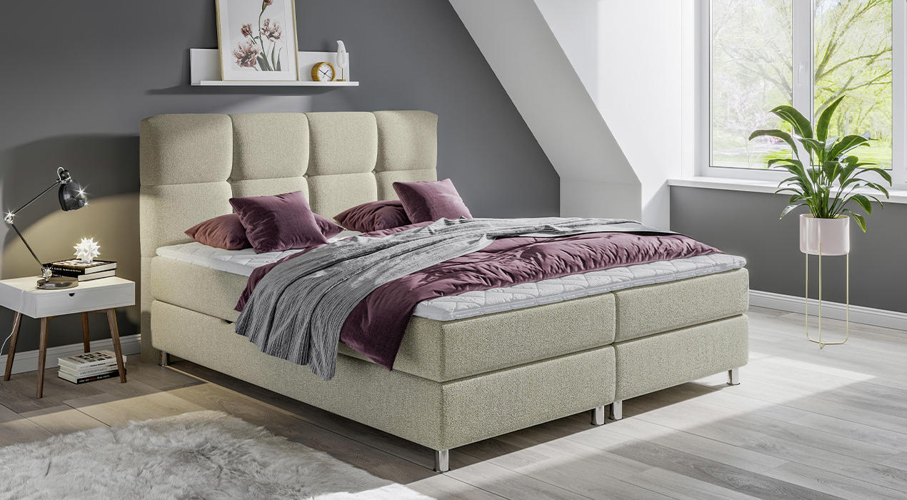 Boxbett 180/200, beige von Ti´me