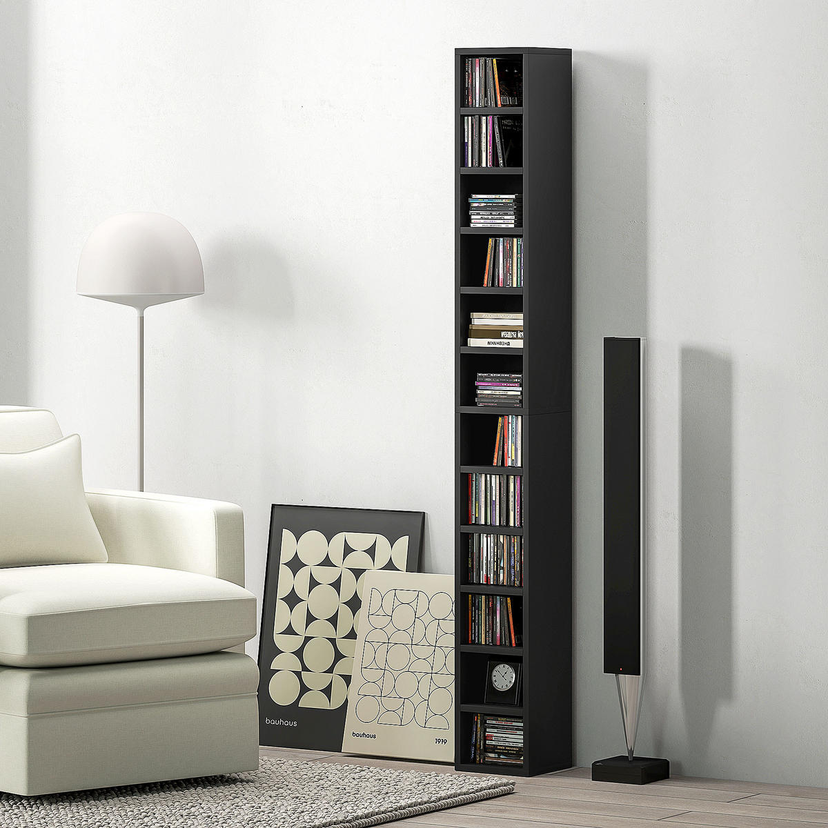 CD-REGAL DE-14508 12 Fächer, schmal und hoch Schwarz - Schwarz, Holzwerkstoff (20/175/21cm) - ComfortXL