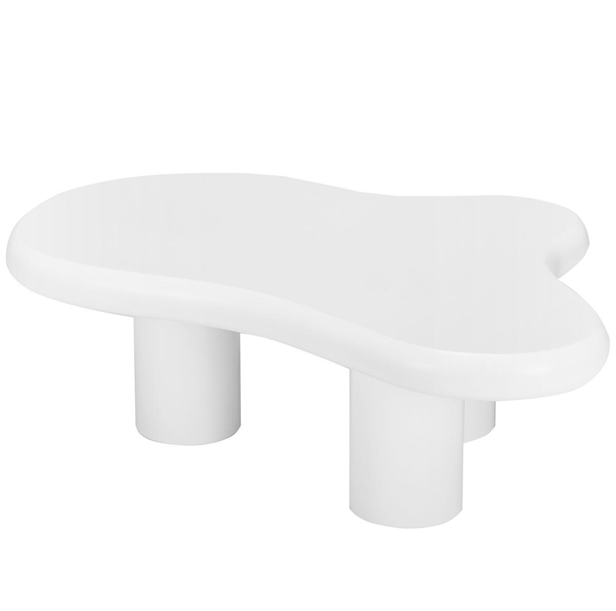 COUCHTISCH 97/67/32 cm in Weiß aus MDF in Wolkenform mit lackierter Oberfläche - Weiß, Holzwerkstoff (97/67/32cm) - Flora Grace