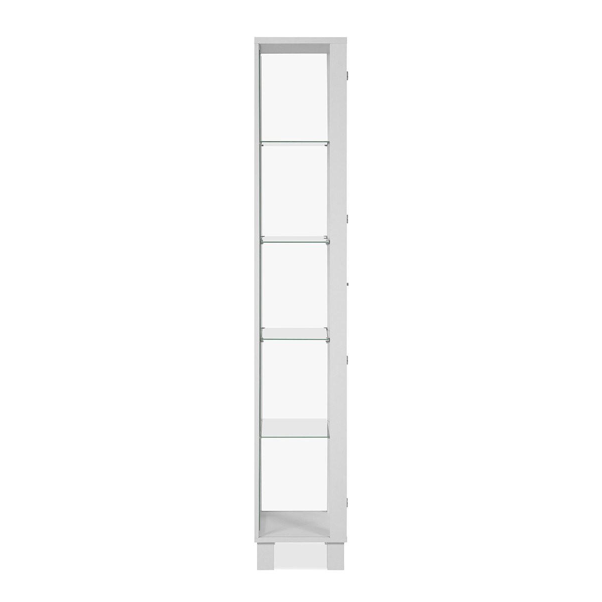 VITRINE 1 Tür und 4 Glasböden - Albi - 33/33/189 cm - Weiß, Holzwerkstoff (33/189/33cm) - Calicosy
