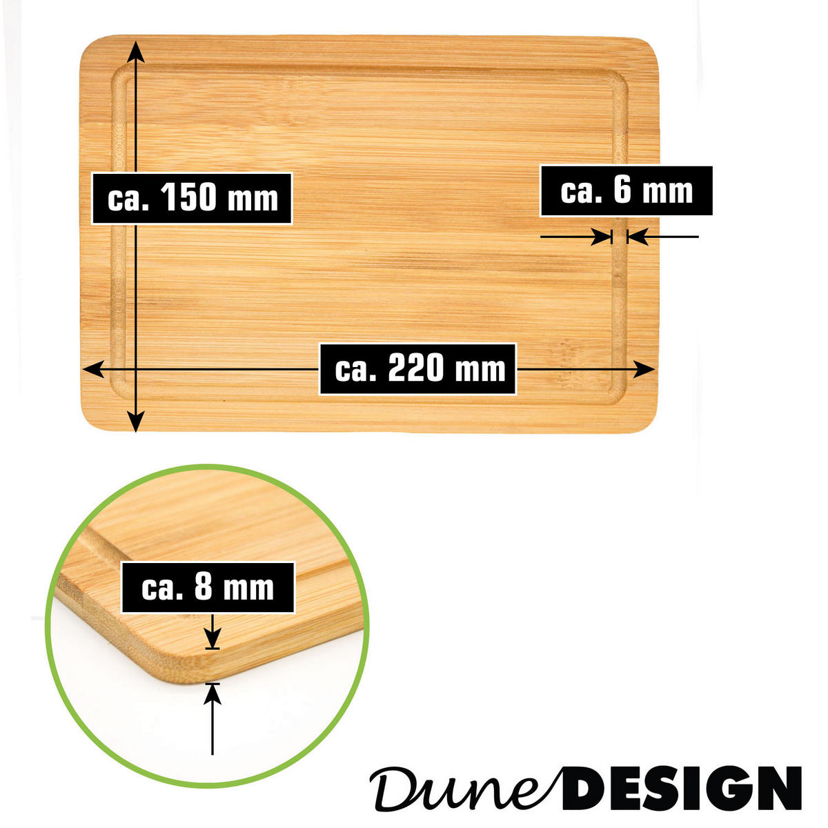 FRÜSTÜCKSBRETT eckig, 15/22/0,8 cm, Bambus - Braun, Holz (15/22cm) - Dunedesign