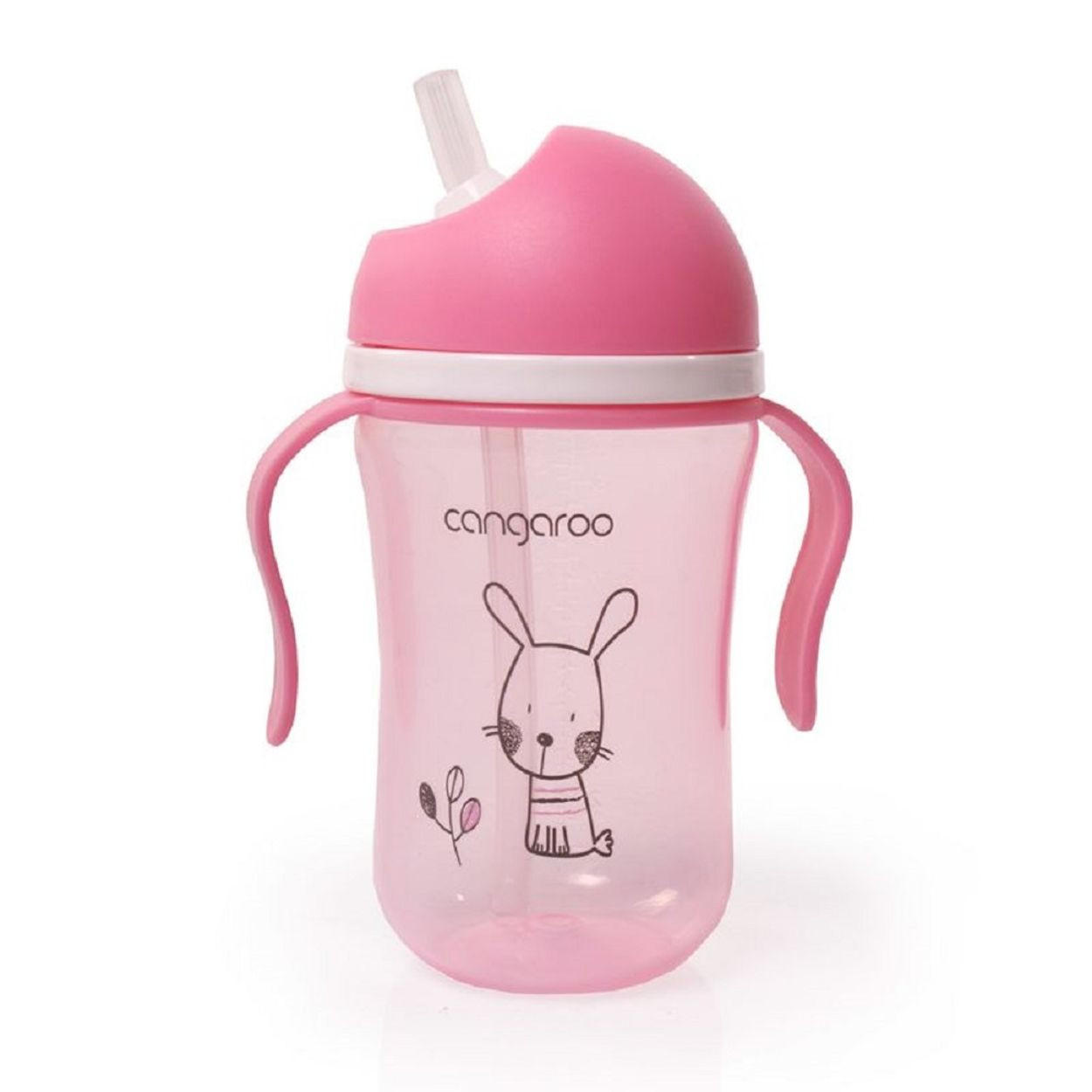 TRINKFLASCHE Trinklernbecher Bunny 300 ml C0587 rosa Silikon, Kunststoff, Anti-Kolik, Anti-Kolik-Entlüftung, Deckel - Rosa, Kunststoff (10/15/7cm) - Cangaroo
