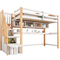 HOCHBETT 90/200 cm aus Massivholz mit Schreibtisch und Stauraumtreppe Weiß/Eichefarben - Weiß, Holz (90/200cm) - Modenvie