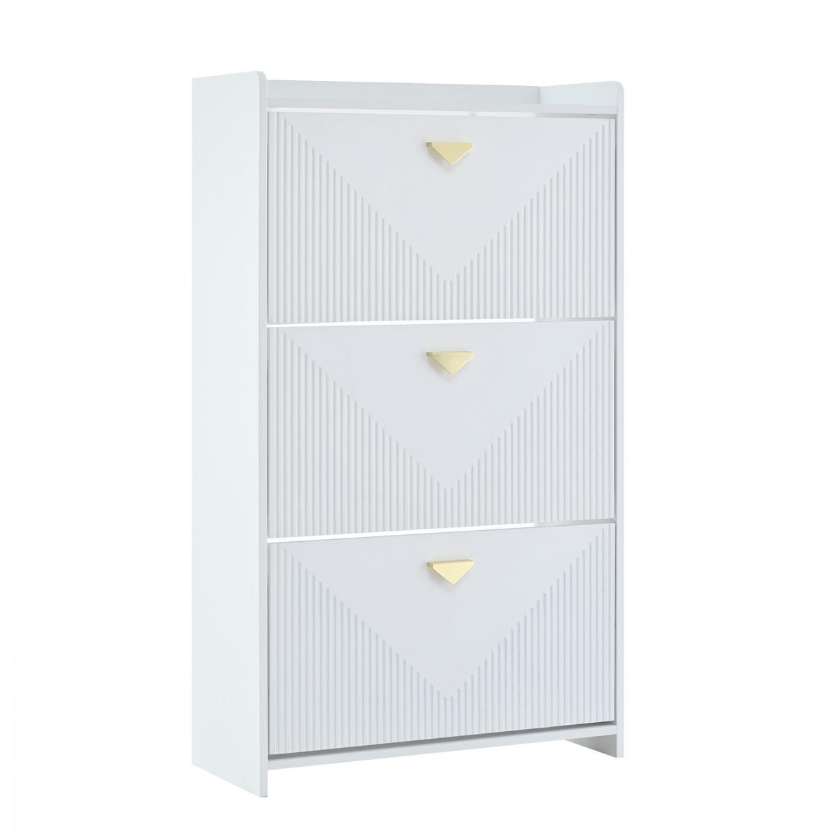 SCHUHSCHRANK 70/30/120 cm mit 3 Klappen in Weiß, platzsparend - Weiß, Holzwerkstoff (70/120/30cm) - BEAOK