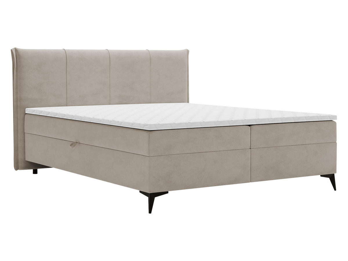 BOXBETT Eco - Hellbraun/Schwarz, Holz/Holzwerkstoff (180/200cm) - MIRJAN24