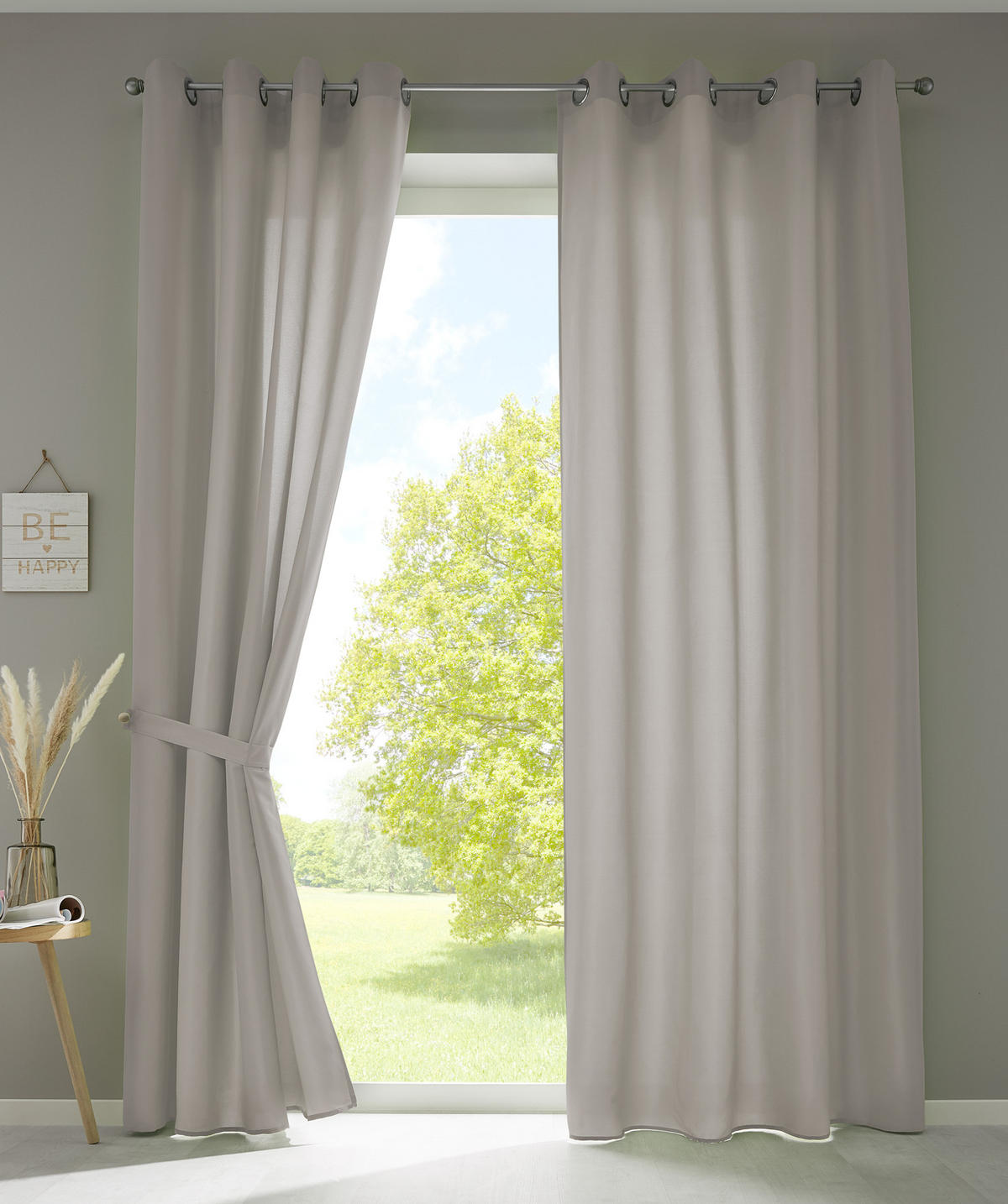 VORHANG 2ER SET BERLIN HxB 225x140cm Stein - Pinienfarben, Textil (140/225/225cm) - Gardinenbox