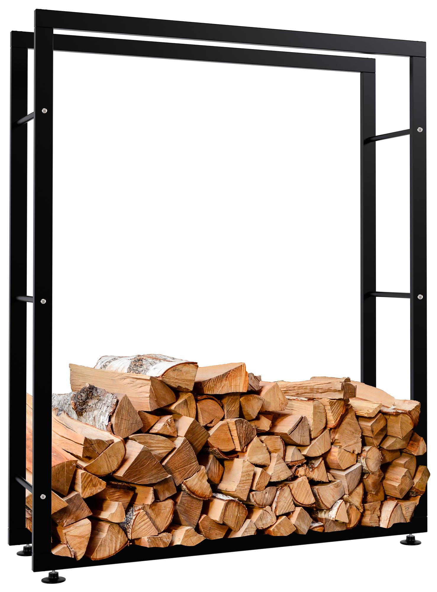 CLP KAMINHOLZREGAL Schwarz 100cm × 25cm × 125cm