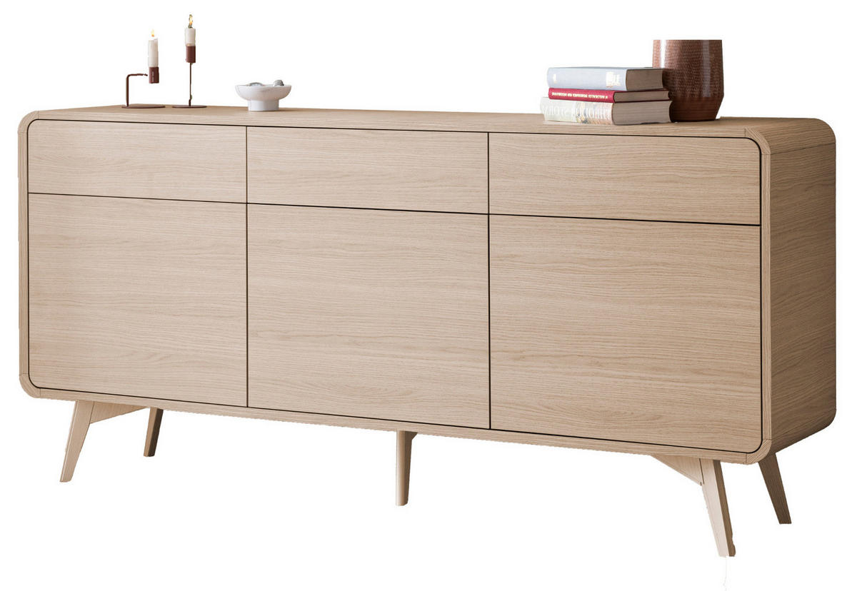 SIDEBOARD Eiche natur, Kommode 180 x 84 cm, Elverum - Eichefarben/Naturfarben, Holz/Holzwerkstoff (180/84/39cm) - Furn.Design