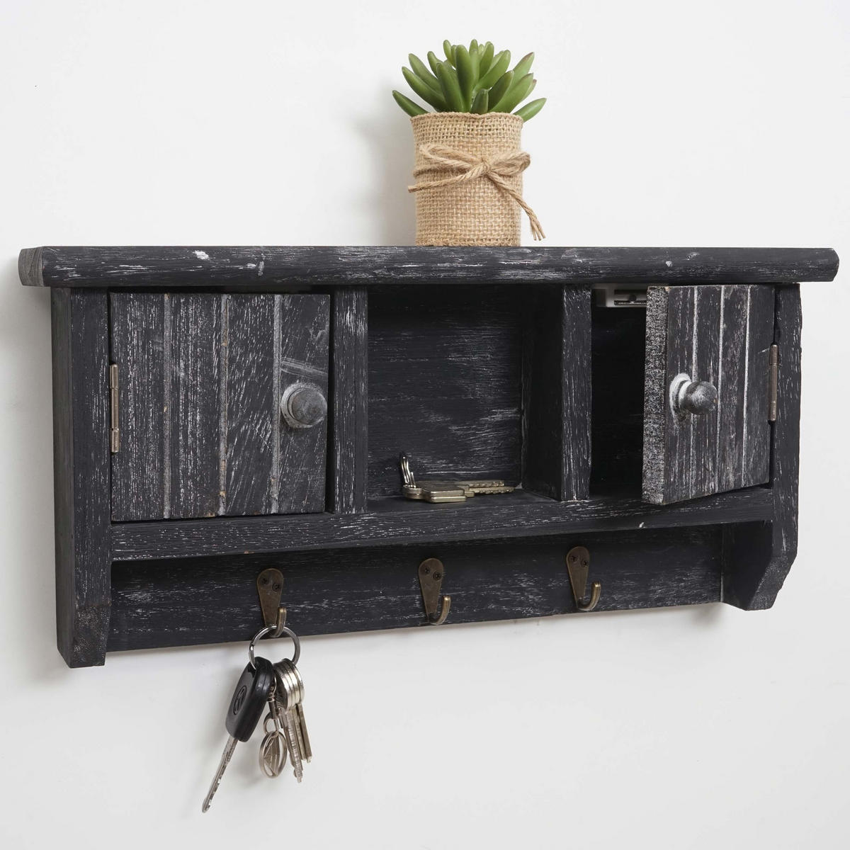 SCHLÜSSELBRETT Grau - Grau, Holz (40/19/8cm) - MCW
