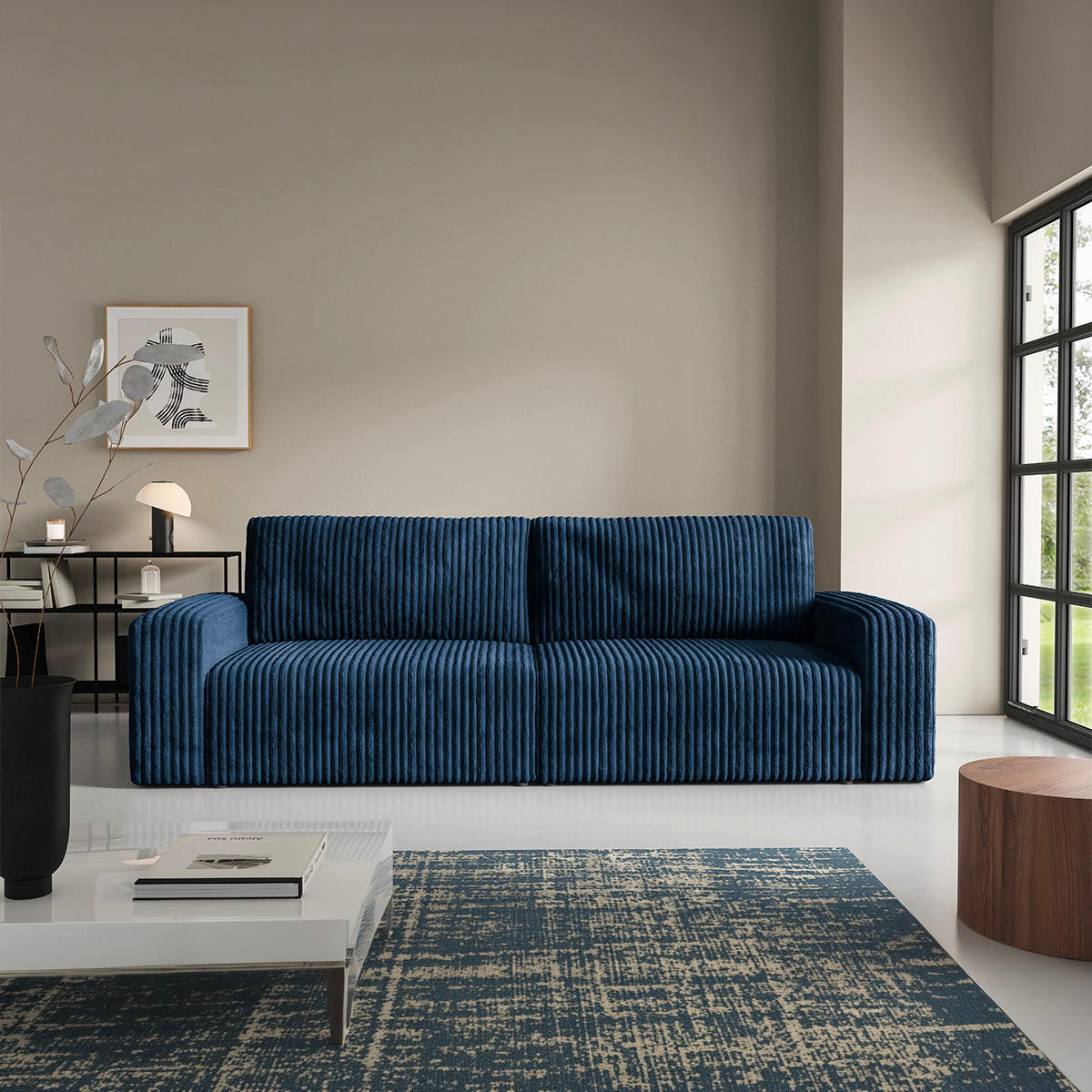 SOFA Angela 3 Sitzplätze Marineblau - Blau, Holz (252/86/105cm) - Petits-meubles