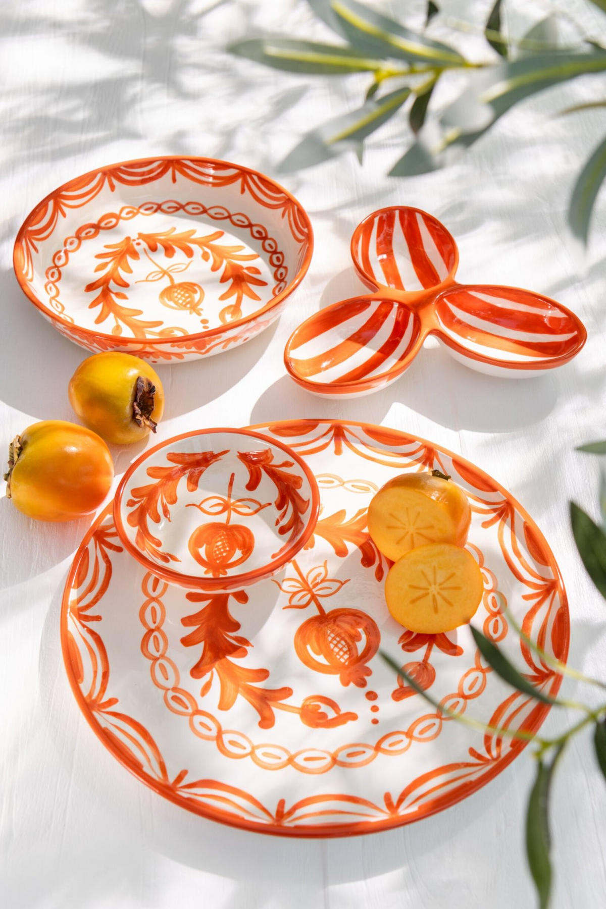 APERO-TELLER GRANADA STRIPES - Töpferei - Orange - Multicolor, Keramik (24cm) - J-Line