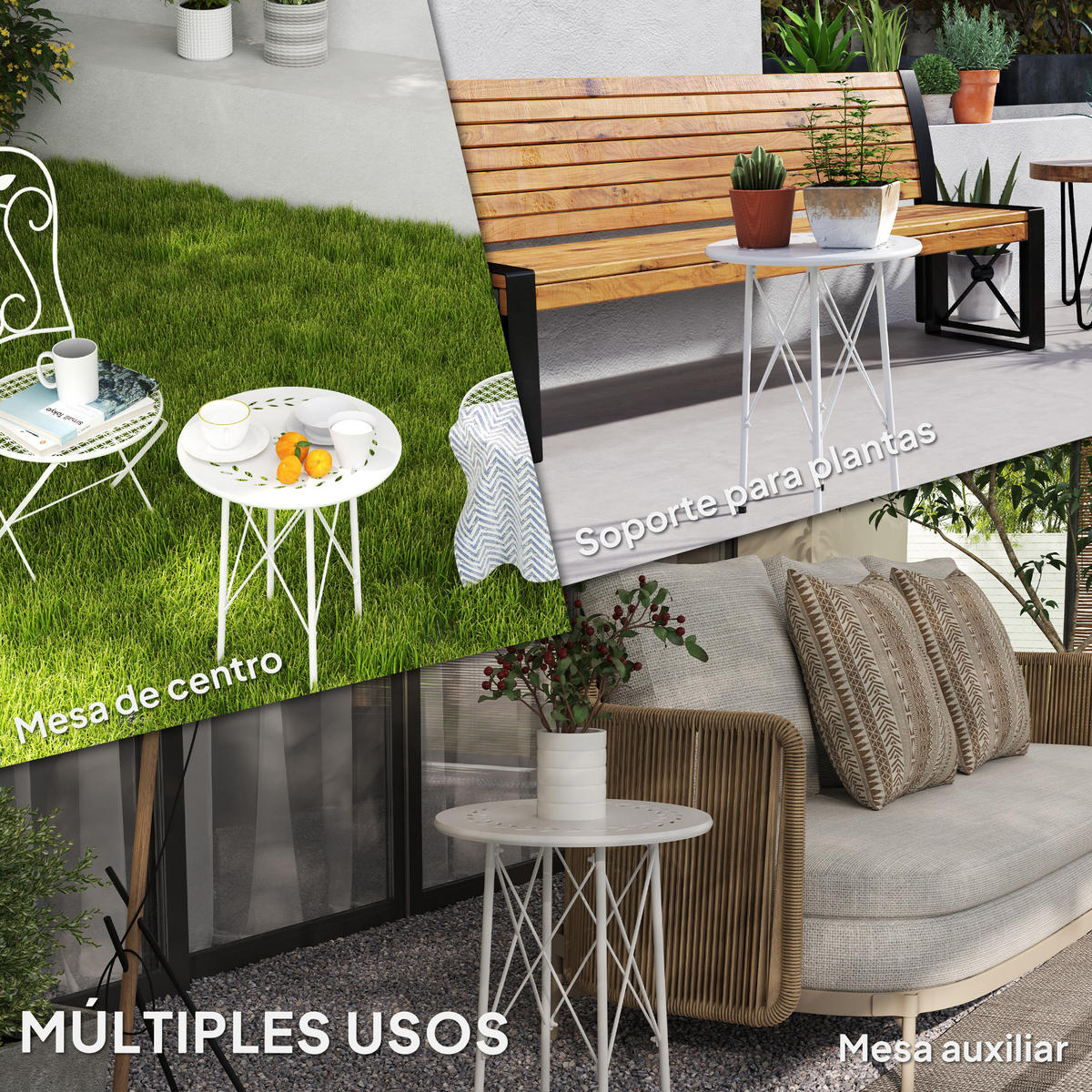 GARTENTISCH,WEISS,1 Stück - Weiß, Naturmaterialien (40/40/50cm) - GiPP