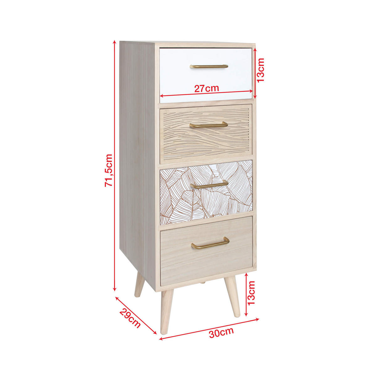 KOMMODE Braun 29/30/72 cm - Braun, Holz (29/72/30cm) - Mobili Rebecca
