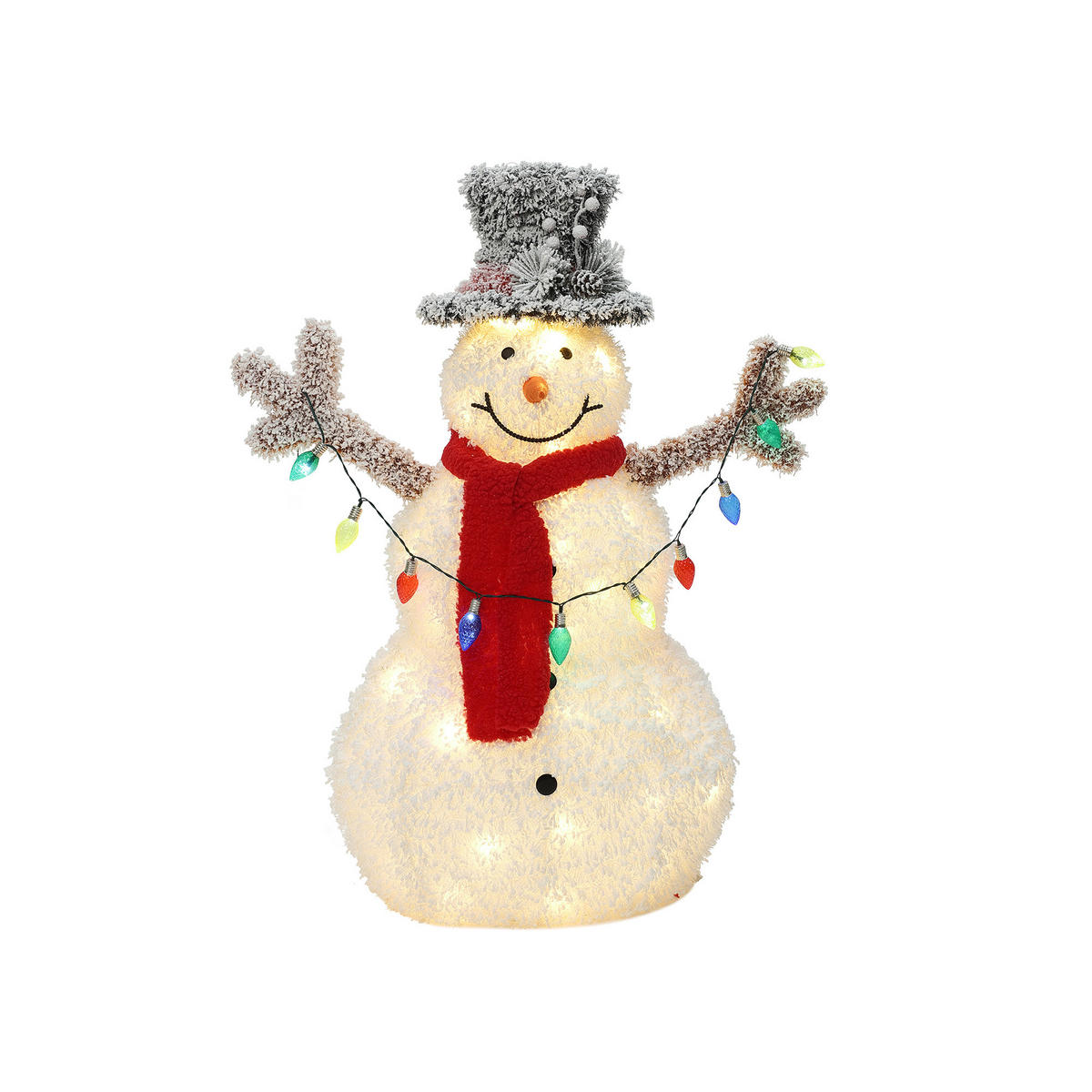 LED-SCHNEEMANN Deko,warmweiß & IP44 | 40 LEDs,90 cm - Weiß, Textil (69/90/34cm) - Hometopia