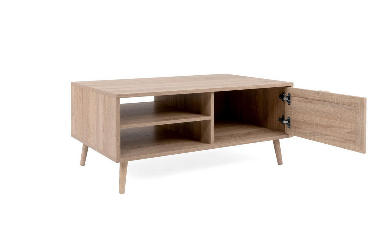 COUCHTISCH Malmö 55A - in Sonoma Eiche mit Bast-Dekor - Sonoma Eiche, Holzwerkstoff (60/100/46cm) - möbelvita