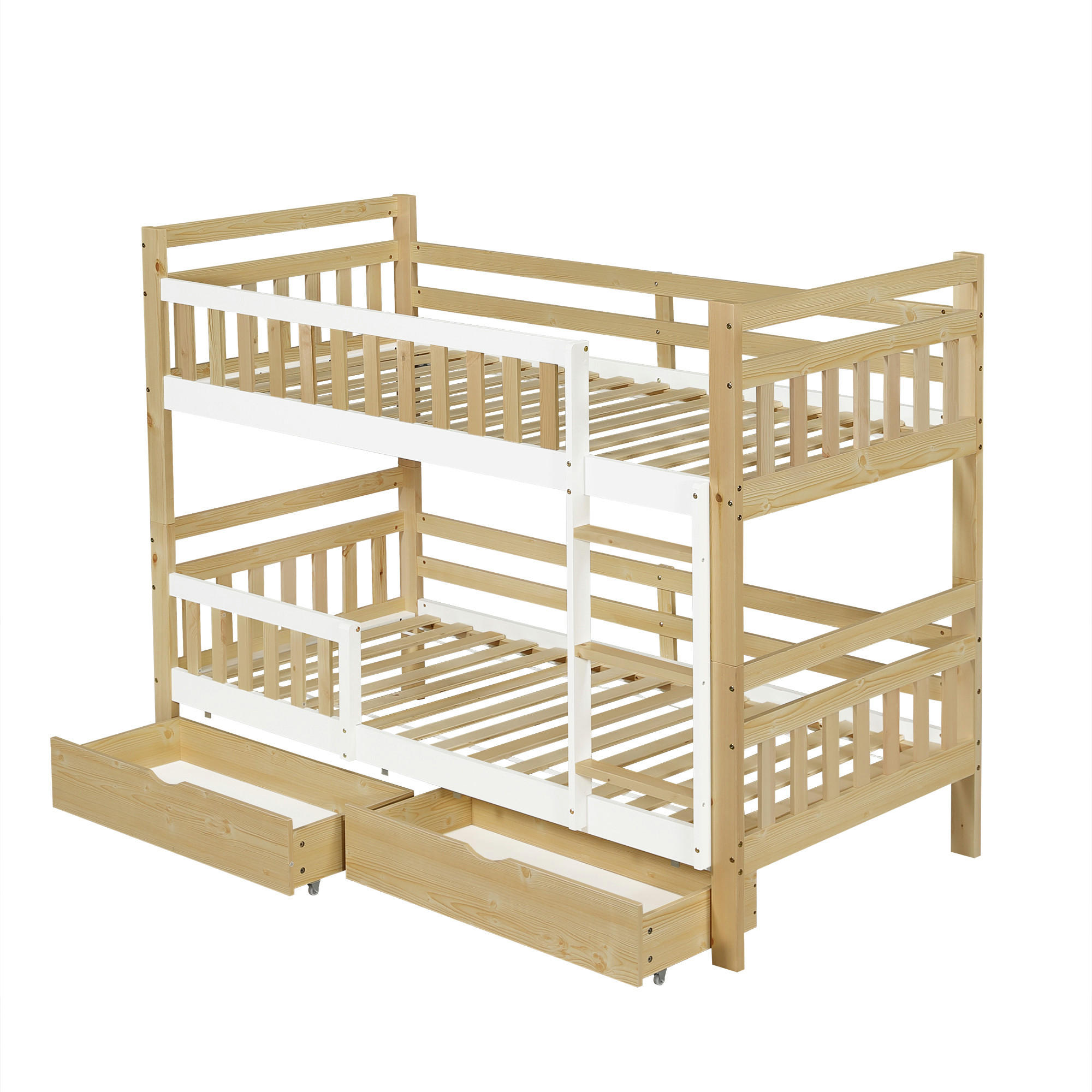 ETAGENBETT 90/200 cm teilbar in 2 Einzelbetten, DE-41774, in Natur - Naturfarben, Holzwerkstoff (90/200cm) - ComfortXL