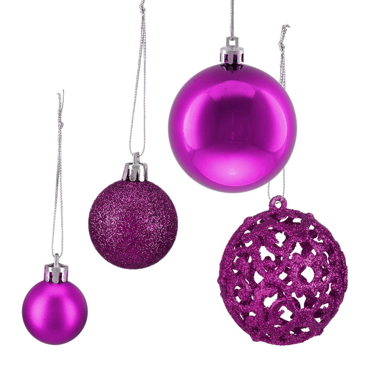 150-TLG.WEIHNACHTSKUGELN-SET - Pink, Kunststoff (6/7/6cm) - Relaxdays