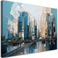 LEINWANDBILD Abstraktion 100x70cm - Blau, Textil (100/70cm) - Feeby