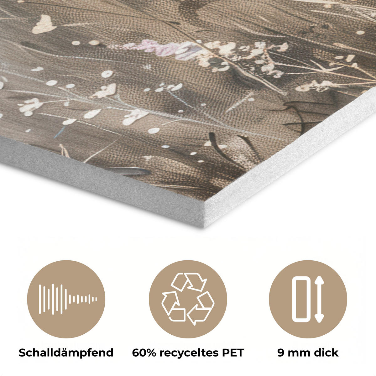 AKUSTIKBILD Blumen - Rosa - Modern - Beige Wanddeko 60x90 cm - Beige, Kunststoff (60/90/0.9cm) - MuchoWow