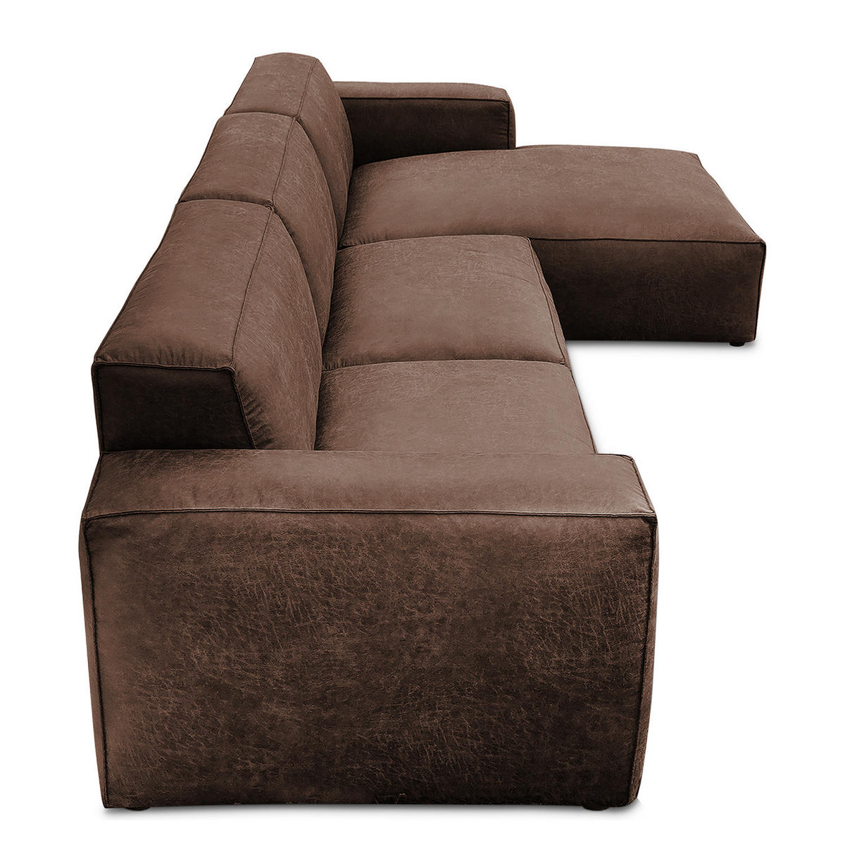 ECKSOFA mit Longchair - Dunkelbraun/Schwarz, Kunststoff (345/170cm) - home24