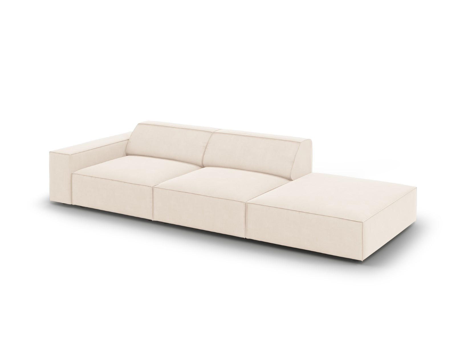 SOFA Jodie aus Samt leichtes beige 3 Sitzplätze - Beige, Textil (262/70/102cm) - Micadoni