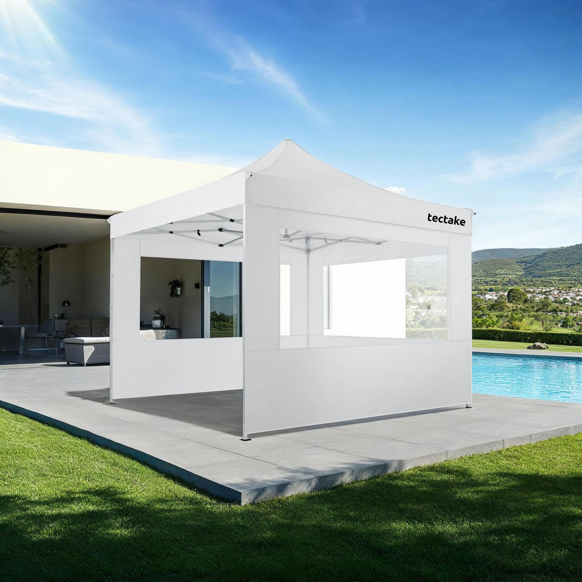 PAVILLON Olivia,inklusive Spannseilen, Heringen und Tragetasche,weiß - Weiß, Kunststoff (300/280/300cm) - tectake