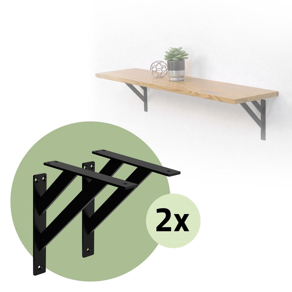 REGALTRÄGER 2er Set - Schwarz, Metall (24/3/24cm) - ML-DESIGN