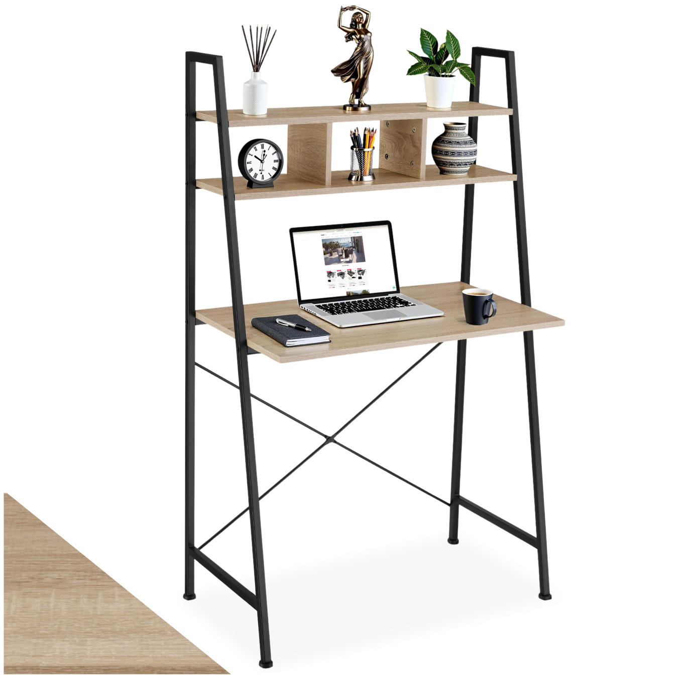 SCHREIBTISCH Exeter,85,5 x 46,5 x 140 cm,Industrial Holz hell, Eiche Sonoma - Naturfarben, Holzwerkstoff (85.5/46.5/140cm) - tectake