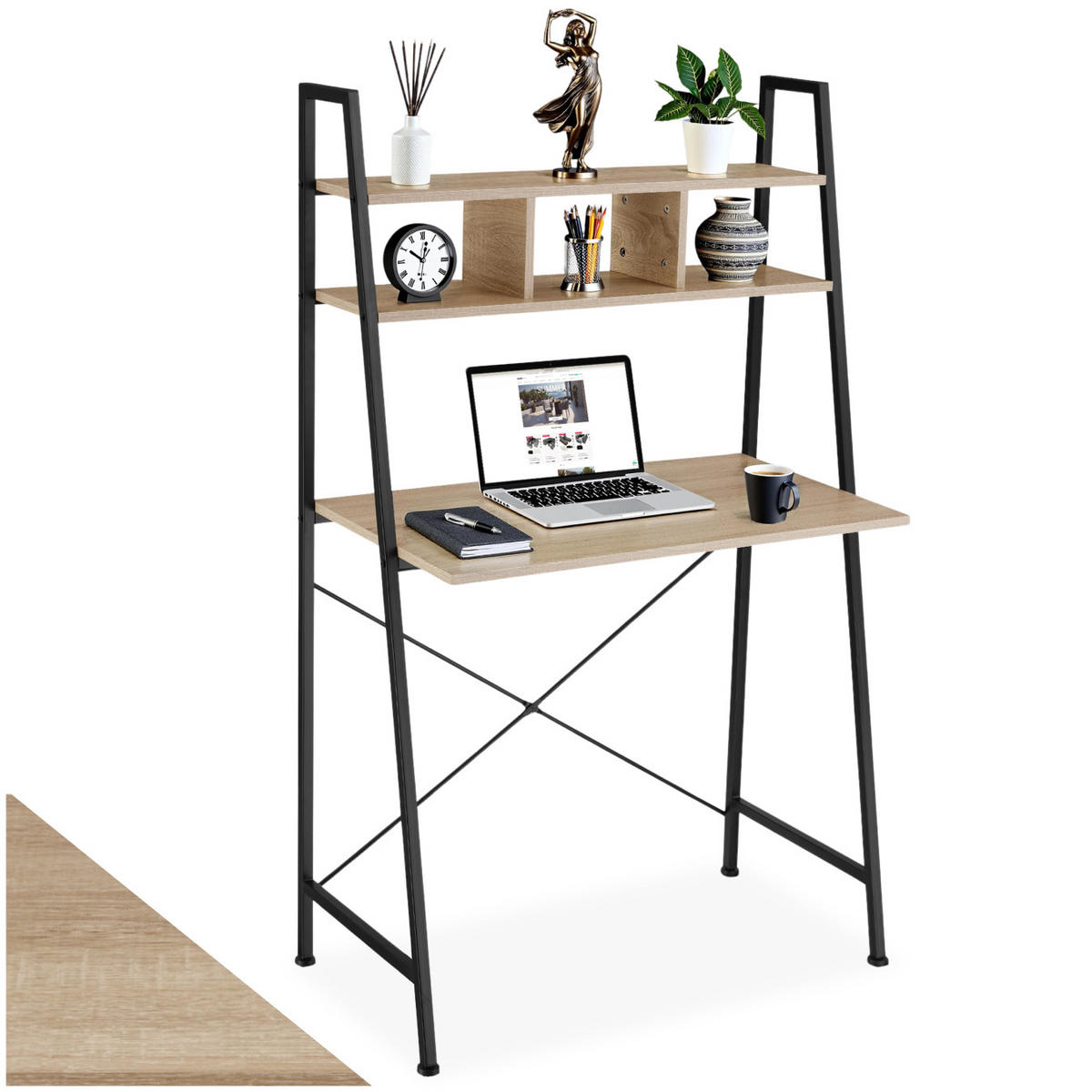 SCHREIBTISCH Exeter,85,5 x 46,5 x 140 cm,Industrial Holz hell, Eiche Sonoma - Naturfarben, Holzwerkstoff (85.5/46.5/140cm) - tectake