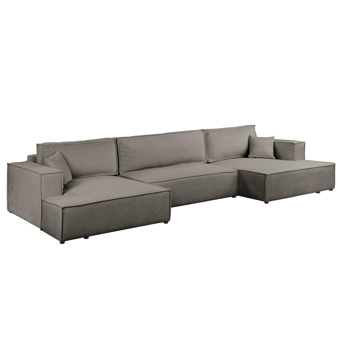 WOHNLANDSCHAFT mit Schlaffunktion - Schwarz/Grau, Kunststoff/Textil (398/70/148cm) - home24