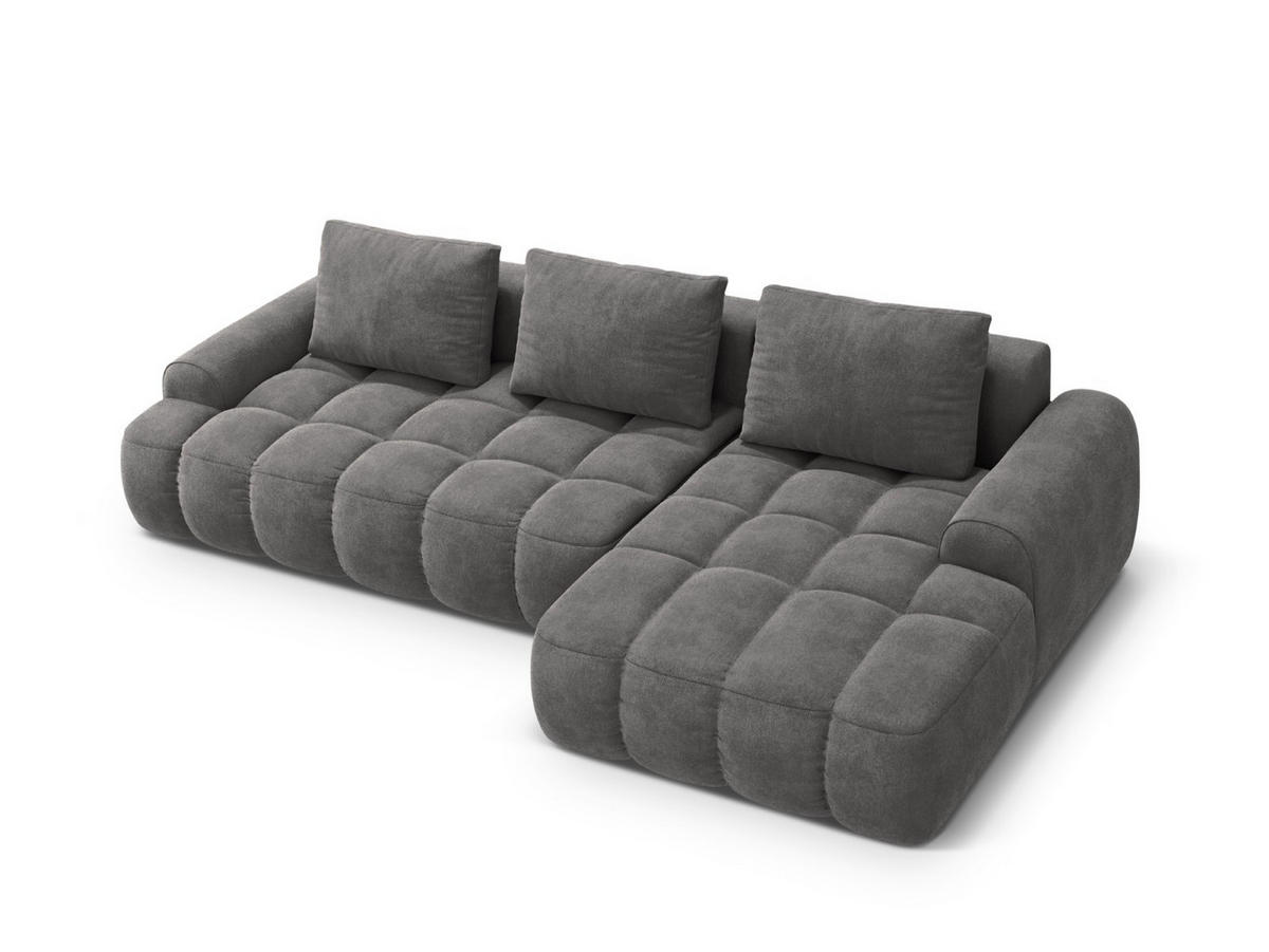AUSKLAPPBARES-ECKSOFA rechts mit Container Linz aus Samt grau 3 Sitzplätze - Grau, Textil (142/275cm) - Cosmopolitan Design