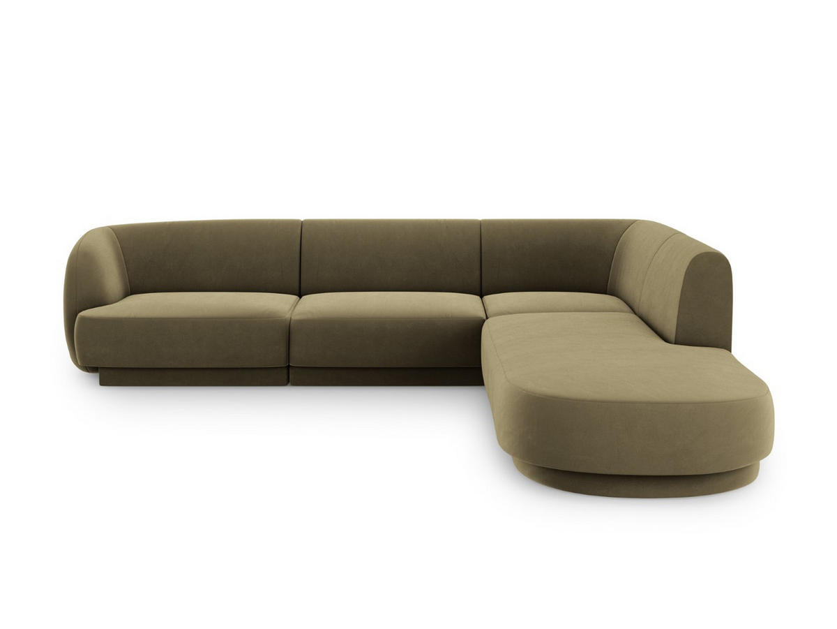 ECKSOFA rechts Miley aus Samt grün 6 Sitzplätze - Grün, Textil (248/255cm) - Micadoni