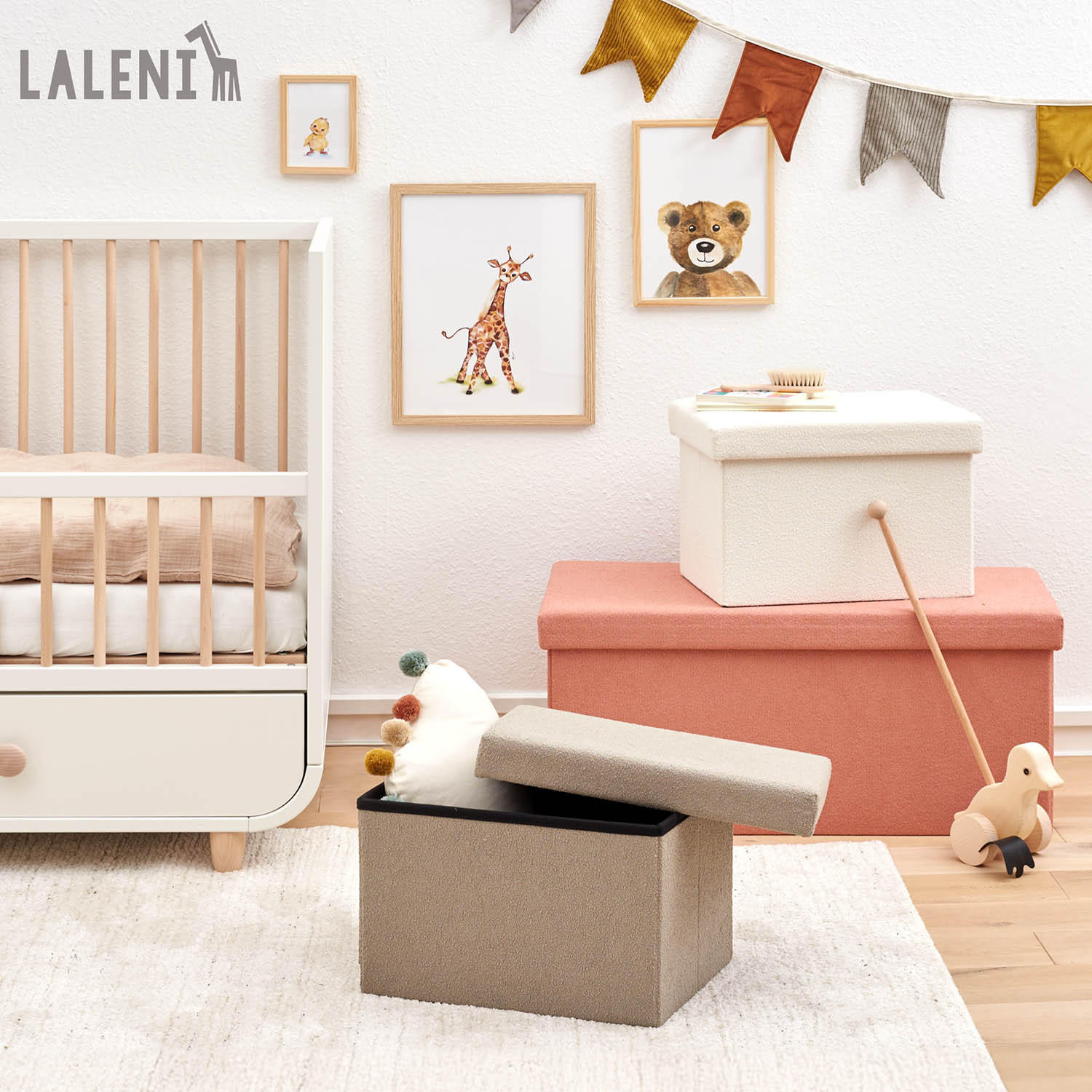 SITZHOCKER 41/31/31 cm, faltbar, Taupe - Taupe, Kunststoff (31/31/41cm) - Laleni