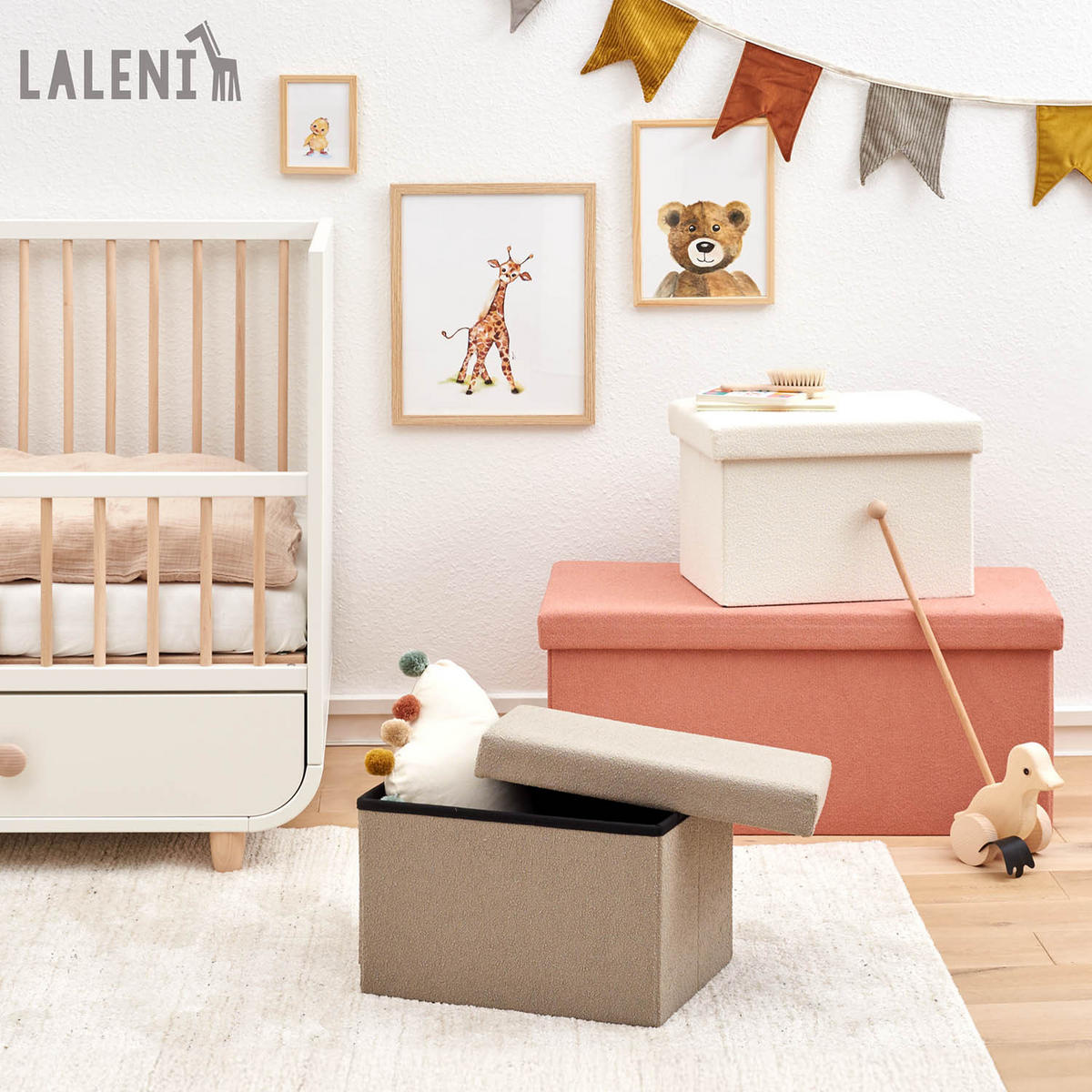 SITZHOCKER 41/31/31 cm, faltbar, Taupe - Taupe, Kunststoff (31/31/41cm) - Laleni