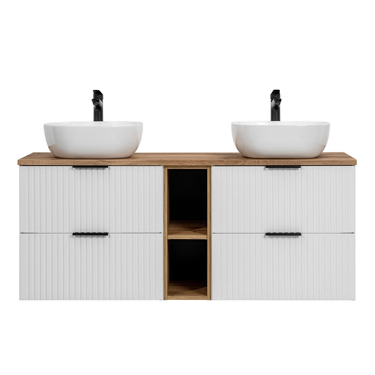 DOPPELWASCHTISCH 140.8cm Adriel Weiß - Weiß, Holzwerkstoff (140.8/59/46cm) - Petits-meubles