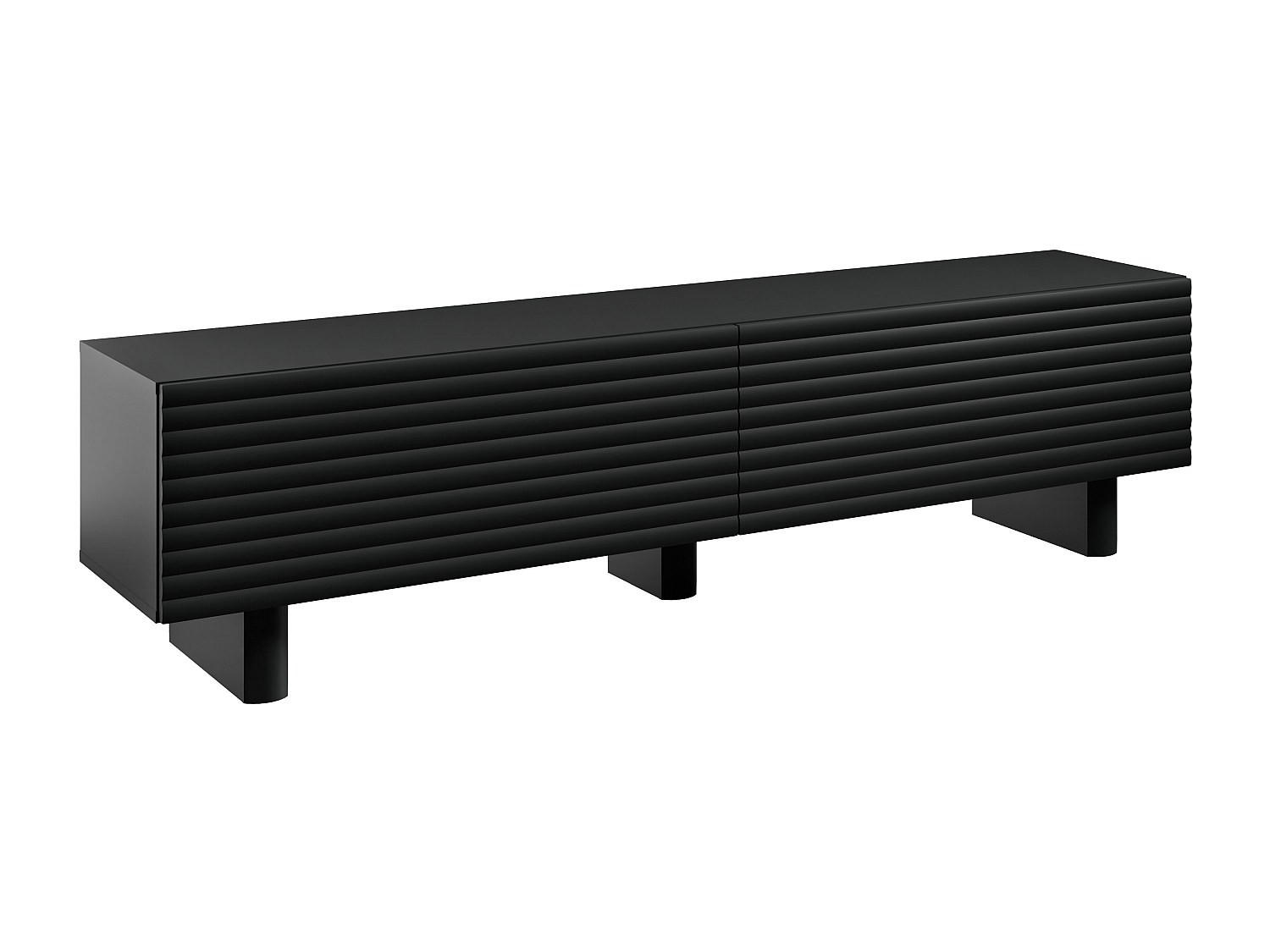 TV-MÖBEL mit 2 Türen - MDF - 180 cm - Schwarz - LUDIMA - Schwarz, Holz (180/46.1/36.8cm) - Vente-Unique