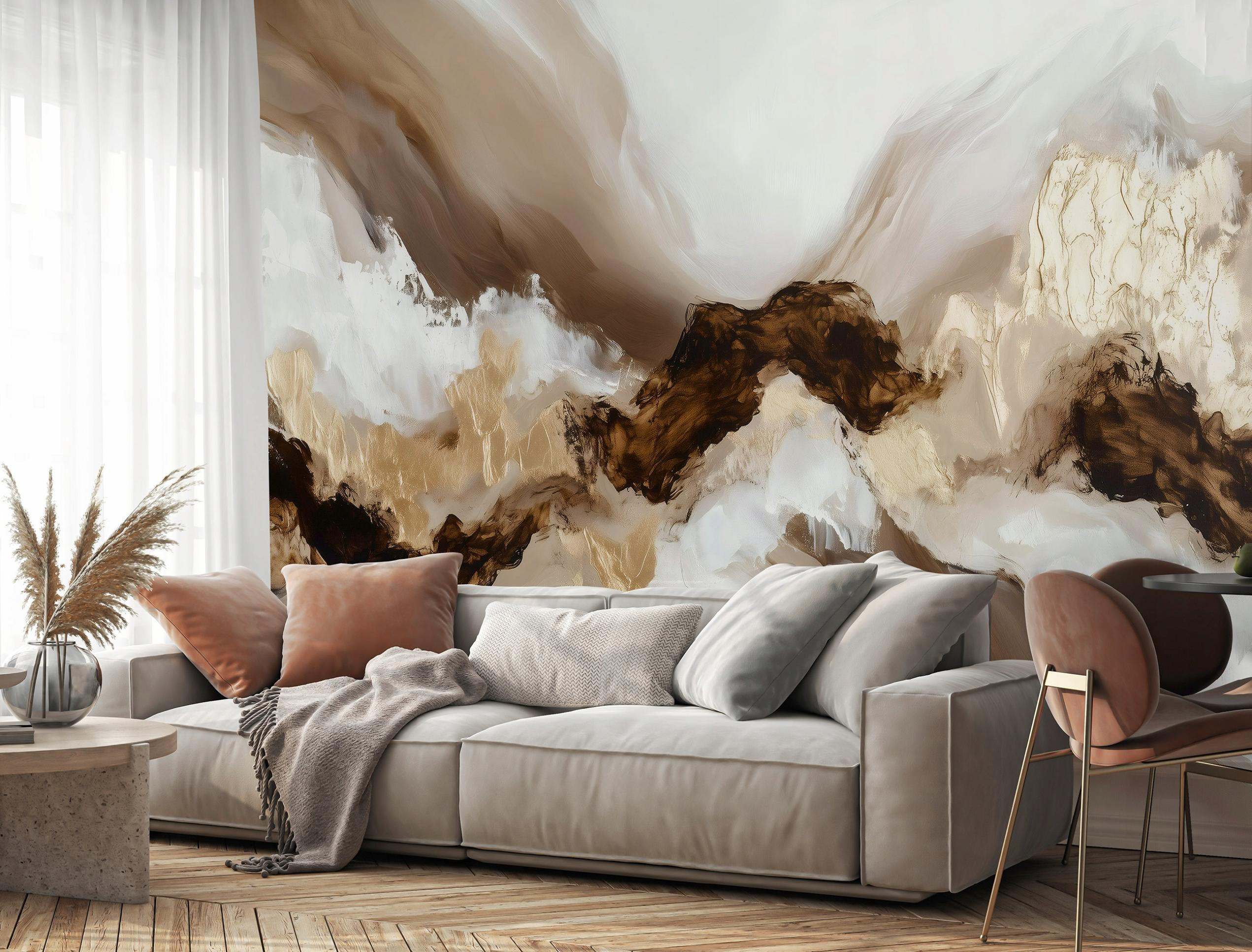 FOTOTAPETE Marmor Abstrakt Braun 416x254 cm - Multicolor, Textil (416/254cm) - Wallarena